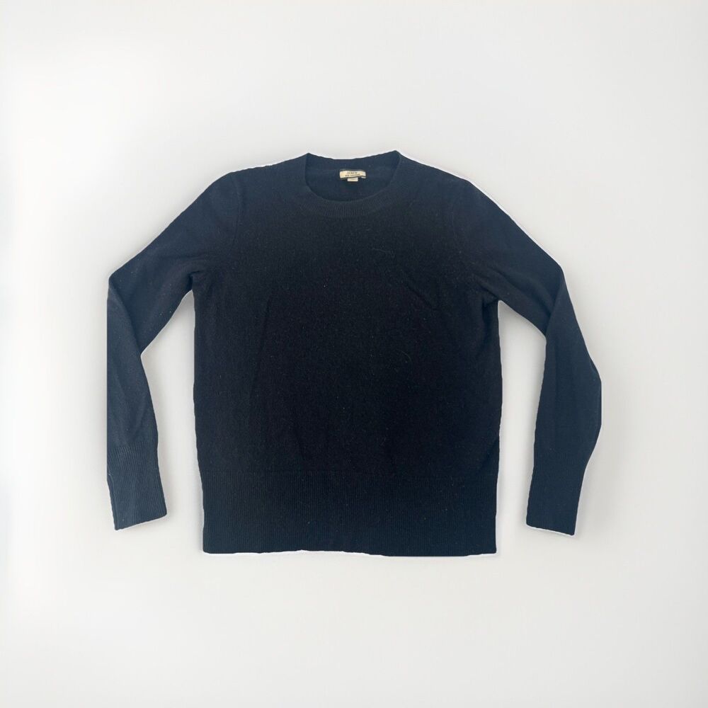 J Crew Collection Womens Pullover Cashmere Sweater Black Round Neck Size XXS